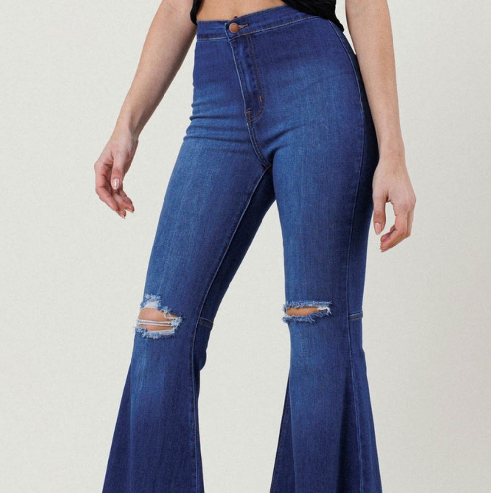 VIBRANT Flare Ripped Jeans